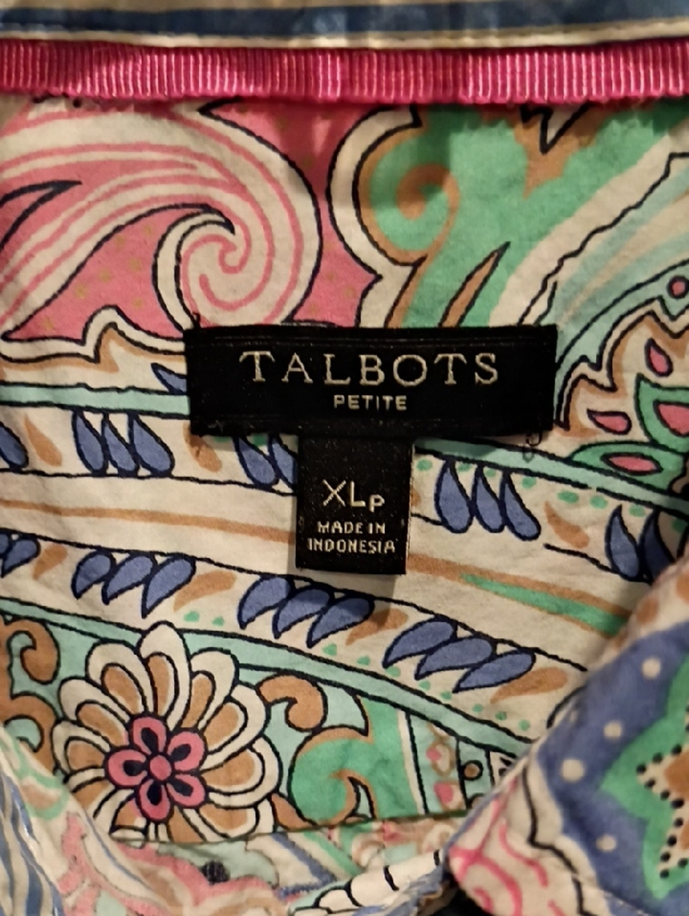 FINAL PRICE Talbots Petite Multicolor Paisley Blouse in Pink, Mint & Blue